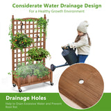 NNECW 127 cm Solid Wood Planter Bed with High Trellis