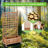 NNECW 127 cm Solid Wood Planter Bed with High Trellis