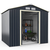 NNECW Outdoor Storage Shed with 4 Vents and Double Sliding Door-213x127cm Storage Shed