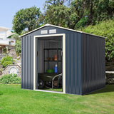 NNECW Outdoor Storage Shed with 4 Vents and Double Sliding Door-213x127cm Storage Shed
