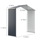 NNECW Outdoor Storage Shed with 4 Vents and Double Sliding Door-213cm Storage Shed Extension