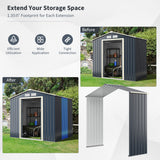 NNECW Outdoor Storage Shed with 4 Vents and Double Sliding Door-213cm Storage Shed Extension