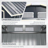 NNECW Outdoor Storage Shed with 4 Vents and Double Sliding Door-213x127cm Storage Shed