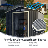 NNECW Outdoor Storage Shed with 4 Vents and Double Sliding Door-213x127cm Storage Shed
