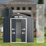 NNECW Outdoor Storage Shed with 4 Vents and Double Sliding Door-213x127cm Storage Shed