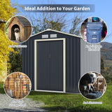 NNECW Outdoor Storage Shed with 4 Vents and Double Sliding Door-213x127cm Storage Shed