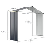 NNECW Outdoor Storage Shed with 4 Vents and Double Sliding Door-277cm Storage Shed Extension