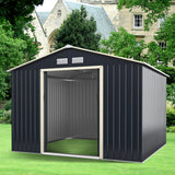 NNECW Outdoor Storage Shed with 4 Vents and Double Sliding Door-277x181cm Storage Shed