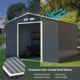 NNECW Outdoor Storage Shed with 4 Vents and Double Sliding Door-277x181cm Storage Shed