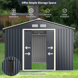 NNECW Outdoor Storage Shed with 4 Vents and Double Sliding Door-277x181cm Storage Shed