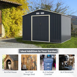 NNECW Outdoor Storage Shed with 4 Vents and Double Sliding Door-277x181cm Storage Shed