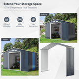NNECW Outdoor Storage Shed with 4 Vents and Double Sliding Door-277cm Storage Shed Extension