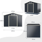NNECW Outdoor Storage Shed with 4 Vents and Double Sliding Door-277x181cm Storage Shed