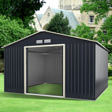 NNECW Outdoor Storage Shed with 4 Vents and Double Sliding Door-340x255cm Storage Shed