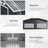 NNECW Outdoor Storage Shed with 4 Vents and Double Sliding Door-340x255cm Storage Shed