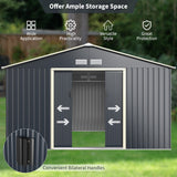 NNECW Outdoor Storage Shed with 4 Vents and Double Sliding Door-340x255cm Storage Shed