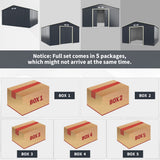 NNECW Outdoor Storage Shed with 4 Vents and Double Sliding Door-340x255cm Storage Shed