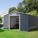 NNECW Outdoor Storage Shed with 4 Vents and Double Sliding Door-340x255cm Storage Shed