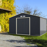 NNECW Outdoor Storage Shed with 4 Vents and Double Sliding Door-340x255cm Storage Shed