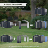 NNECW Outdoor Storage Shed with 4 Vents and Double Sliding Door-340cm Storage Shed Extension