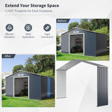 NNECW Outdoor Storage Shed with 4 Vents and Double Sliding Door-340cm Storage Shed Extension
