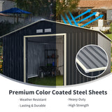 NNECW Outdoor Storage Shed with 4 Vents and Double Sliding Door-340x255cm Storage Shed