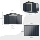 NNECW Outdoor Storage Shed with 4 Vents and Double Sliding Door-340x255cm Storage Shed
