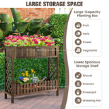NNECW Garden Elevated Planter Box with Storage Shelf for Outdoor