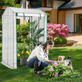 NNECW Walk-in Garden Greenhouse with Zippered Doors for Outdoor