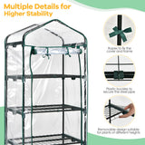 NNECW Portable Mini Greenhouse with 4-Tier Rack &amp PE/PVC Cover for Seedling-Clear
