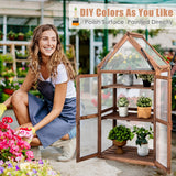 NNECW Portable Wooden Mini Greenhouse with Removable Shelves