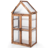 NNECW Portable Wooden Mini Greenhouse with Removable Shelves
