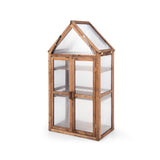 NNECW Portable Wooden Mini Greenhouse with Removable Shelves