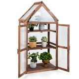 NNECW Portable Wooden Mini Greenhouse with Removable Shelves