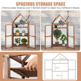 NNECW Portable Wooden Mini Greenhouse with Removable Shelves
