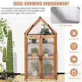 NNECW Portable Wooden Mini Greenhouse with Removable Shelves