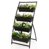NNECW 4-Tier Vertical Raised Garden Bed with 4 Container Boxes for Vegetables Herbs