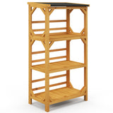 NNECW Wooden Storage Rack with Weatherproof Asphalt Roof for Garden