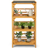 NNECW Wooden Storage Rack with Weatherproof Asphalt Roof for Garden