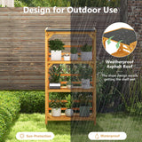 NNECW Wooden Storage Rack with Weatherproof Asphalt Roof for Garden