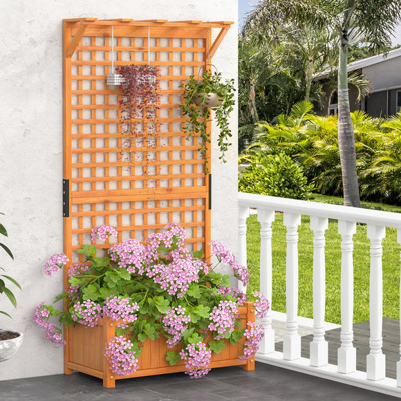 NNECW Raised Garden Bed with Trellis and Drainage Holes for Garden/Patio Balcony