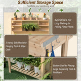 NNECW Wooden Potting Bench Table with Tiers of Shelves for Garden