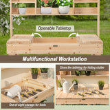 NNECW Wooden Potting Bench Table with Tiers of Shelves for Garden