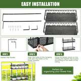 NNECW 2-Tier Flower Pot Holder with Adjustable Hooks for Patio/Porch
