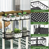 NNECW 2-Tier Flower Pot Holder with Adjustable Hooks for Patio/Porch