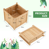 NNECW Folding Square Fir Wood Raised Garden Bed for Vegetables Flowers Herbs