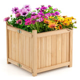 NNECW Folding Square Fir Wood Raised Garden Bed for Vegetables Flowers Herbs