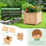 NNECW Folding Square Fir Wood Raised Garden Bed for Vegetables Flowers Herbs