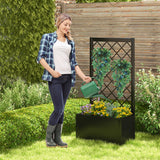 NNECW 124 cm Raised Garden Bed with Trellis for Climbing Plants
