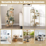 NNECW 6-tier Folding Metal Plant Stand with Folding Design for Garden/Patio